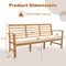Patio 64 Inch Wood Bench with Seat Cushion and Slatted Seat for Backyard-Off White